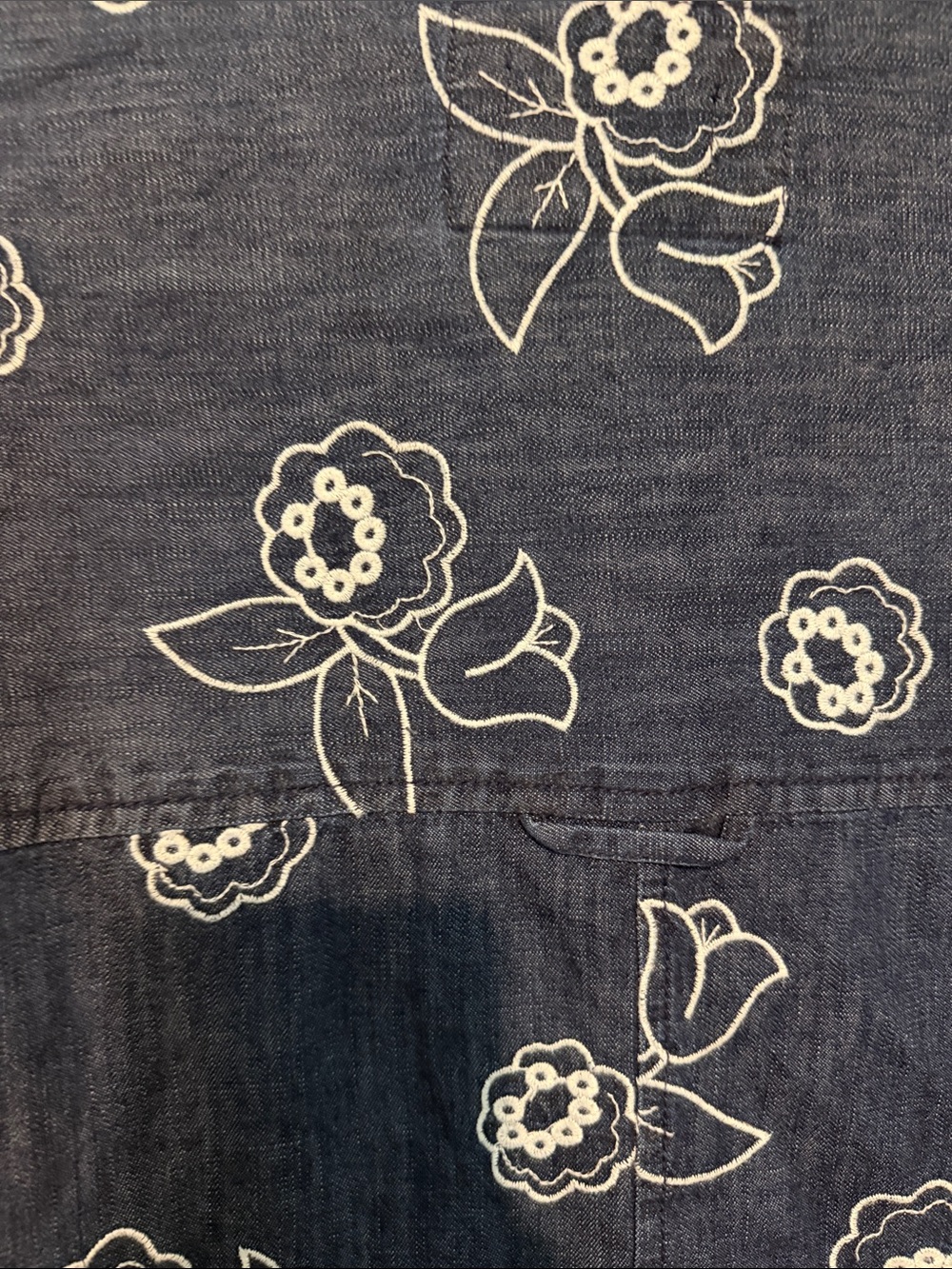 Maeve Anthropologie Blue 100% Cotton Oversized Floral Denim Button-Down Shirt - Picture 6 of 9